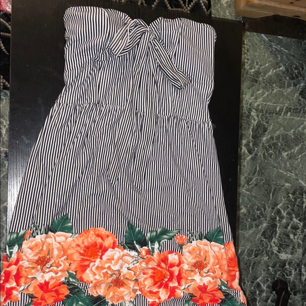No Boundaries Gray Strapless Sundress Casual Resort Wear